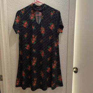 Joe Boxer Floral Black Pokka Dot sleep dress size L